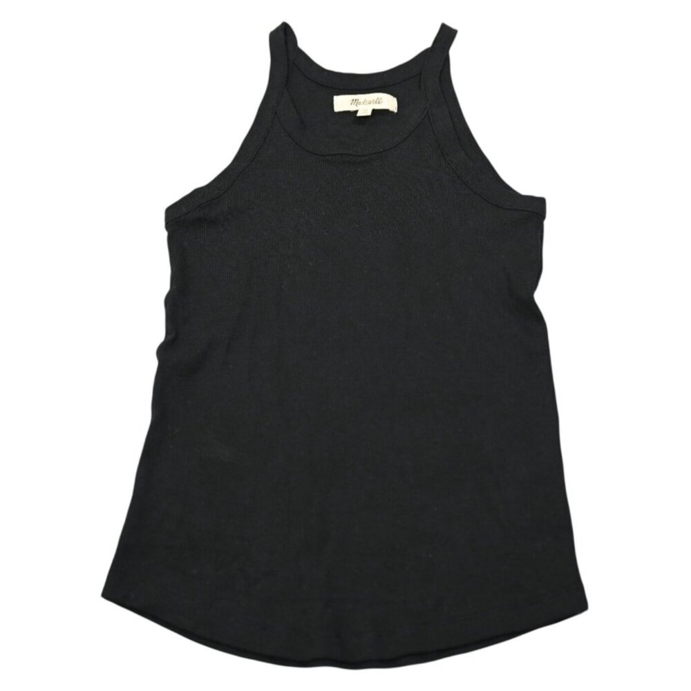 Madewell Essential High-Neck Tank in Supima Rib Black